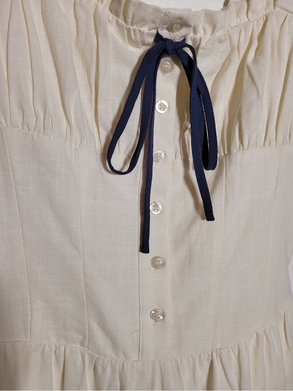 Women’s Cream Tiered Maxi Sundress with Black Tie Detail - Picture 3 of 11